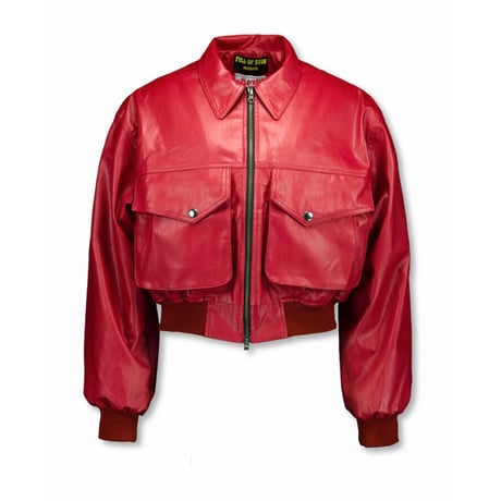 FULL OF SSUN / SINCITY GRAPHIC LEATHER JACKET / RED