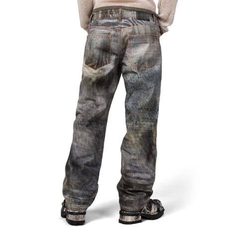 RACER WORLD WIDE / MUD PRINTED DENIM / BLACK