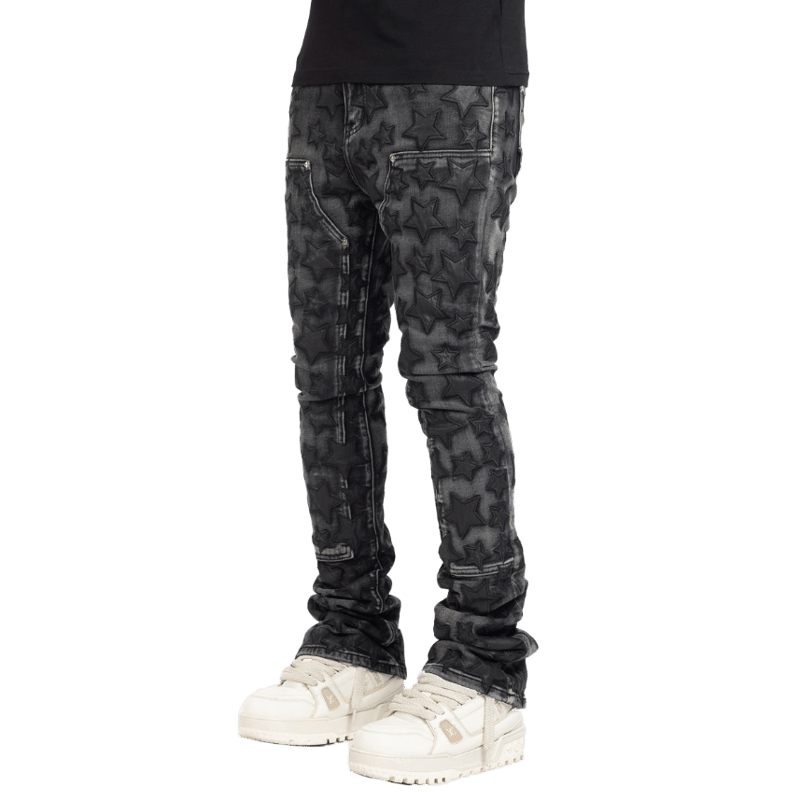 パンツ GUAPI obsidian black vintage stars denim Obsidian Black Vintage Stars Denim - Guapi Clothing