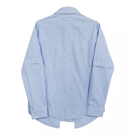 HOUSE NEVER DIES / DOUBLE LAYERED POCKET STRIPE SHIRT / BLUE