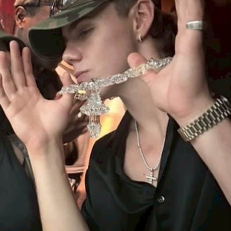EL Jewlry / HEM CROSS PENDANT & EL CHAIN（clear / L）