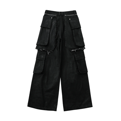 SERONINE LAB / WAX-BRUSHED LAYERED DENIM PANTS