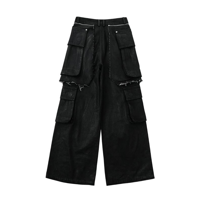 SERONINE LAB / WAX-BRUSHED LAYERED DENIM PANTS