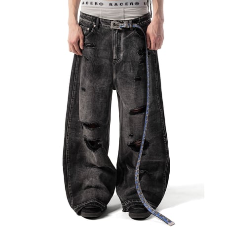 RACER WORLD WIDE / LASER CAMO JEANS / BLACK
