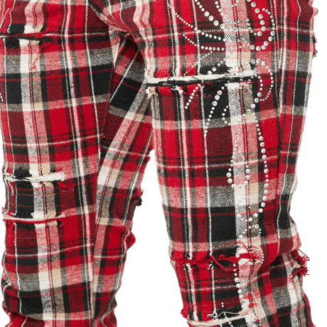 GUAPI / BLOOD RED EMBELLISHED FLANNEL PANT
