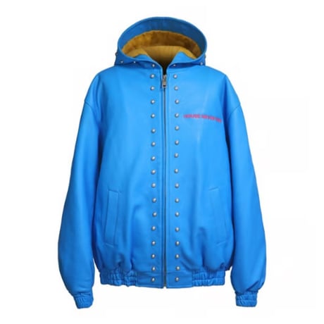 HOUSE NEVER DIES / YOUNGBOY HOODED LEATHER JACKET / BLUE
