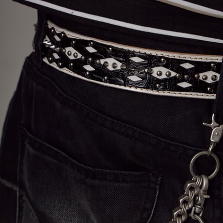 DND4des / CROCODILE PARTTEN DOUBLE LAYER LEATHER BELT