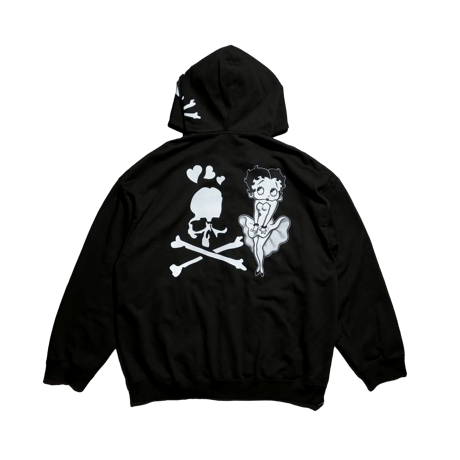 MASTERMIND×BETTY BOOP / ZIP HOODIE / BLK×WHITE