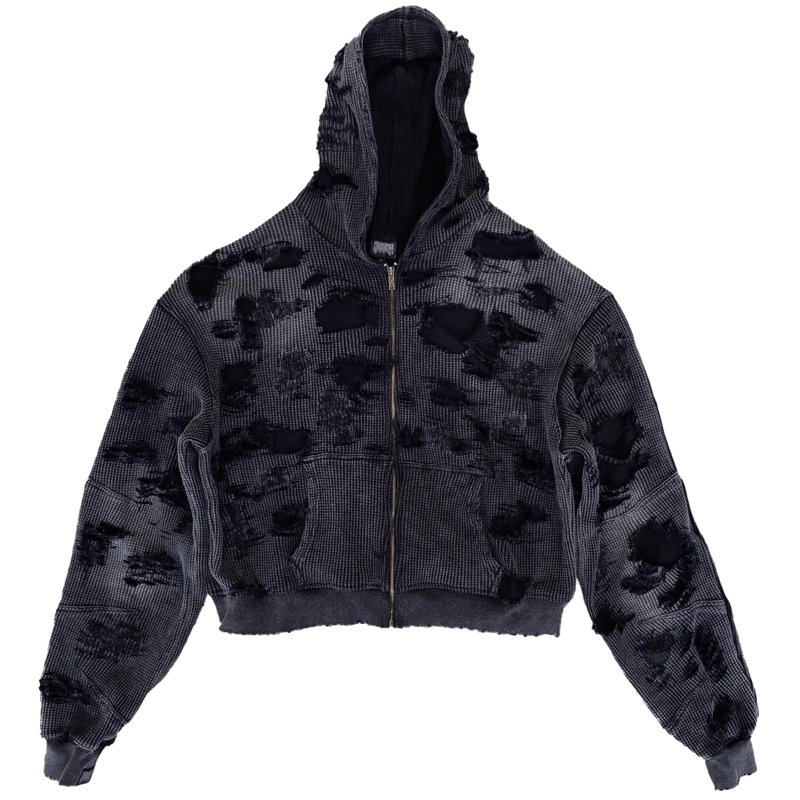 XWORE / Thrashed Darted ZIP HOODIE | PLUG