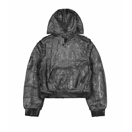 RACER WORLD WIDE / WAXED DENIM BOMBER JACKET / BLACK