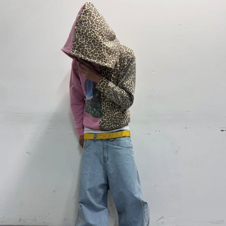 2001 Odysey / PINK LEOPARD RECONSTRUCTED HOODIE