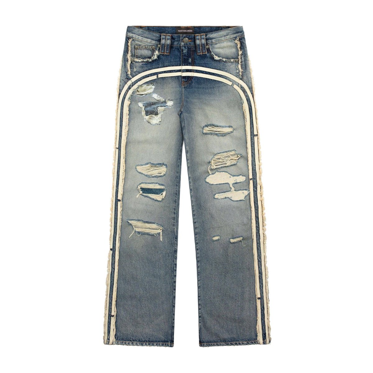 racerworldwide ハードダメージデニム RACER WORLD WIDE / TRACK JEANS / BLUE | PLUG