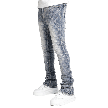 【ラスト1点】GUAPI / AQUA BLUE EMBELLISHED DENIM