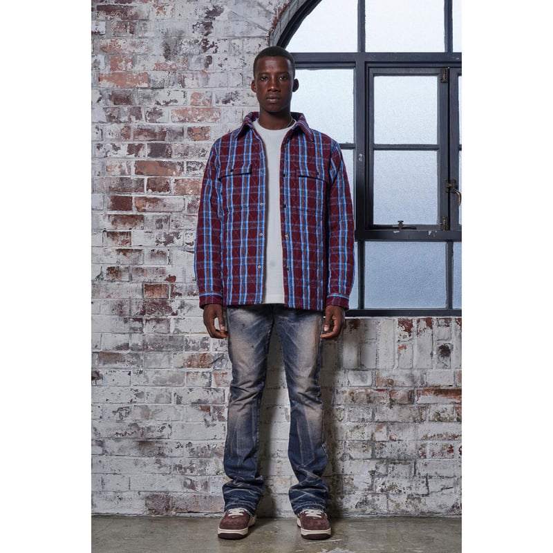 MLVINCE / QUILTED CHECK SHIRTS JACKET / BURGUND...
