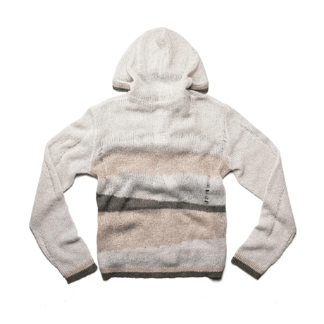 RACER WORLDWIDE / DISTRESSEED KNIT HOODIE / BEIGE