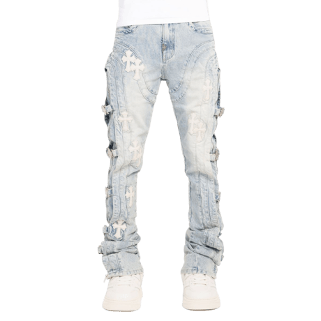 GUAPI / Aqua Blue Cross Buckle Denim