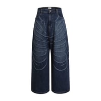 DND4des / RHINESTONE HIGH BAGGY JEANS / NAVY