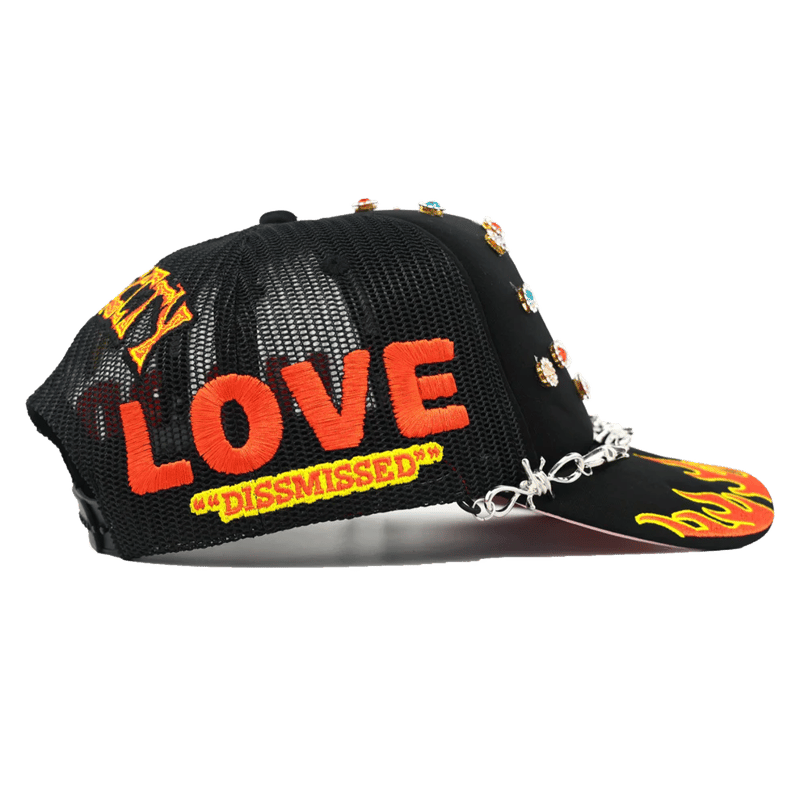 TOXICITY x DSMSD Love Hard メッシュキャップ TOXICITY X DSMSD BY MOUR CAP LOVE HARD TRUCKER HAT (BLACK