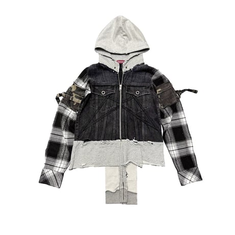 RECKLESS SCHOLARS / RE:WORK DENIM FLANNEL TRYCKER / BLACK