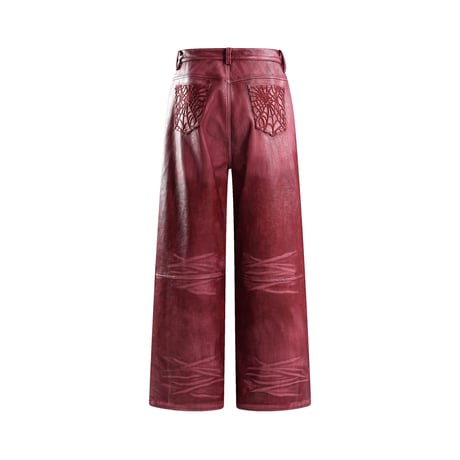 THE BOY HAS NO PATIENCE / BLOOD MOON NIGHT SPIDER WEB LEATHER PANTS / RED