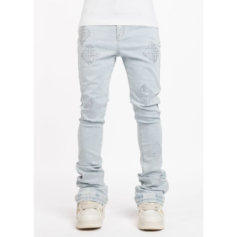 GUAPI rhinestone blue denim