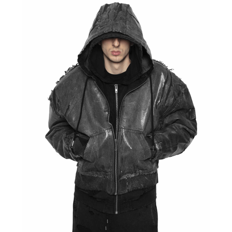 RACER WORLD WIDE / WAXED DENIM BOMBER JACKET / BLACK
