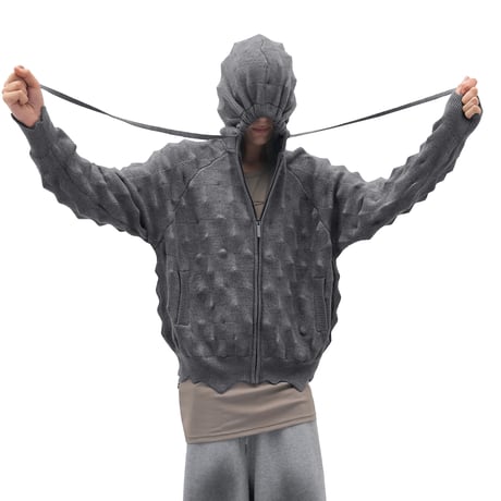 【ラスト1点】MADFRENZY / SPIKED ZIP UP HOODIE / GRAY