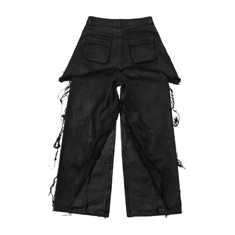 SERONINE LAB / BLACKFILM WAX-CRACK DENIM PANTS