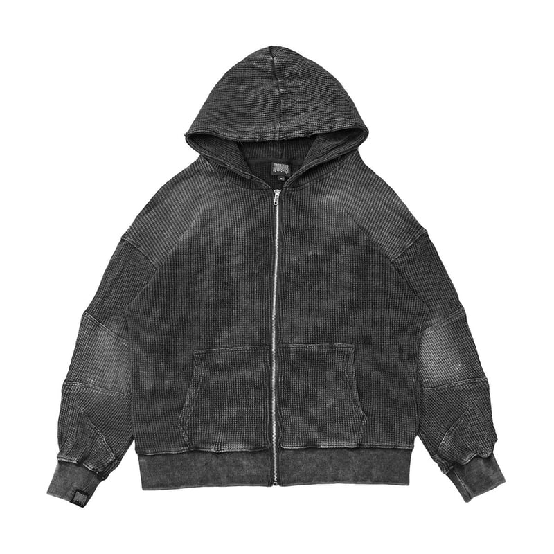 XWORE / DARTED ZIP HOODIE / BLACK | PLUG