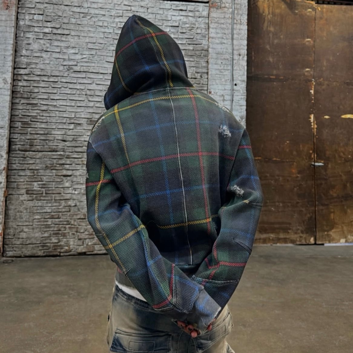 XWORE / TARTAN BLUE PLAID ZIP HOODIE | PLUG