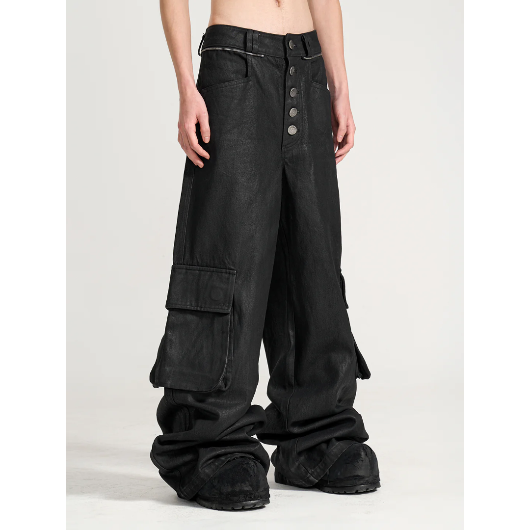 SERONINE LAB / WAX-BRUSHED LAYERED DENIM PANTS SERONINE LAB / WAX-BRUSHED LAYERED DENIM PANTS