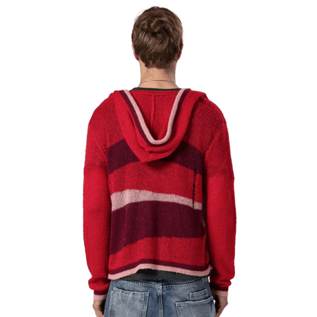 RACER WORLDWIDE / DISTRESSEED KNIT HOODIE / RED
