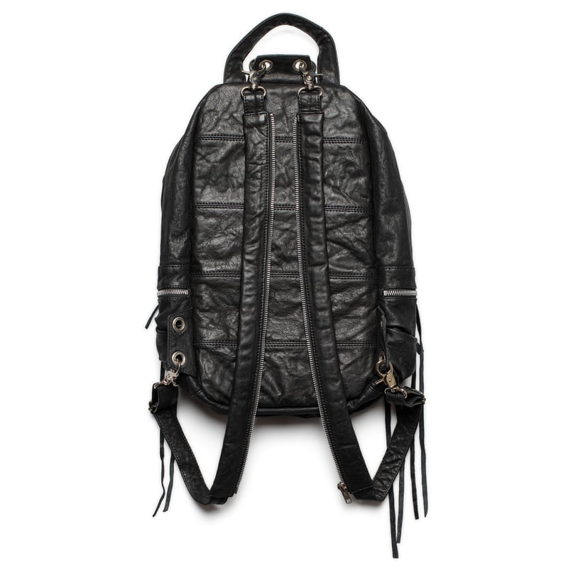 木村ペケさん　白黒ストライプ レザーバッグ１点もの レザーライダースベスト (cow leather) | 【公式】NAKAGAMI