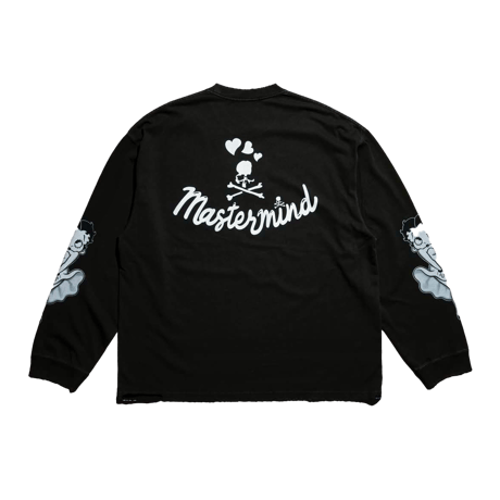 【ラスト1点】MASTERMIND×BETTY BOOP / DAMAGED LONG SLEEVE TEE / BLK×WHITE