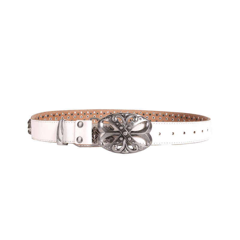 DND4des / STUDDED RHINESTONE CARVED BUCKLE LEAT