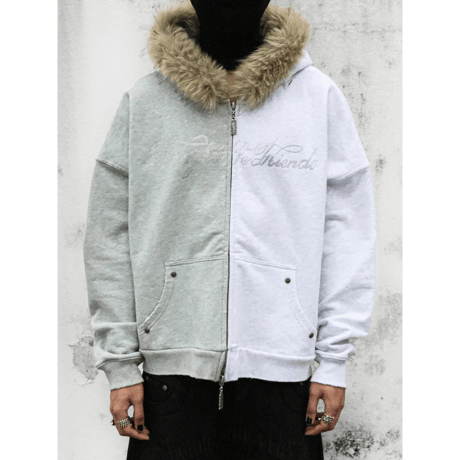 Thought We Friends / Nyra Zip-up Jacket with Detachable Fur Hood / MULTI