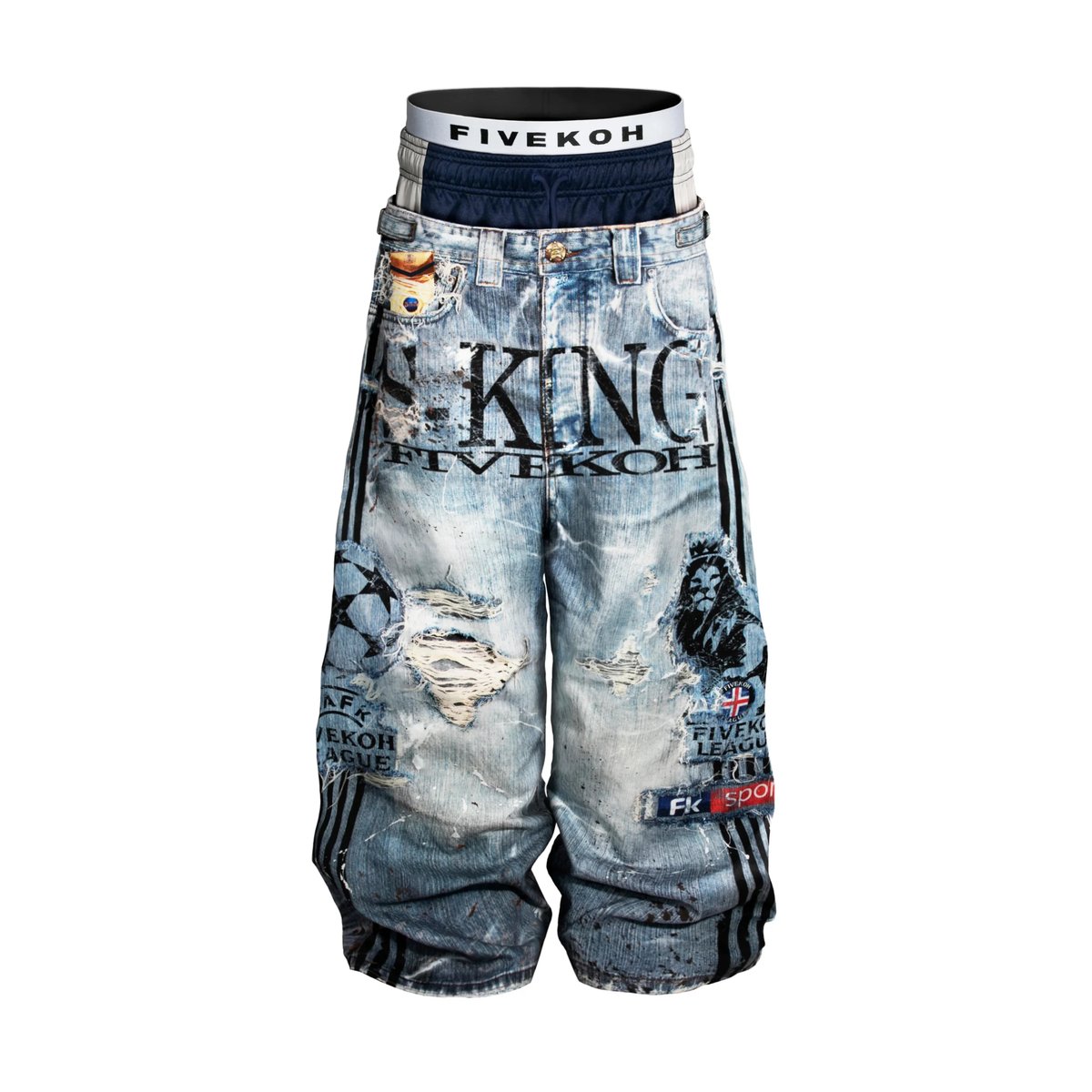 FIVEKOH / S-KING LOOSE FIT LAYERED JEANS | PLUG