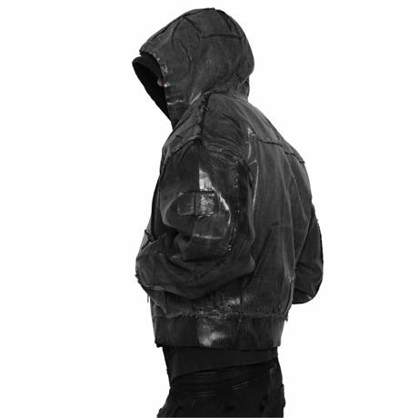 RACER WORLD WIDE / WAXED DENIM BOMBER JACKET / BLACK