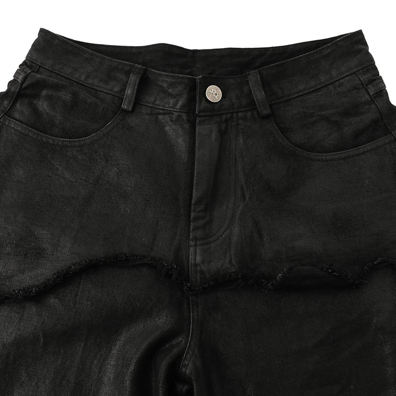 SERONINE LAB / BLACKFILM WAX-CRACK DENIM PANTS