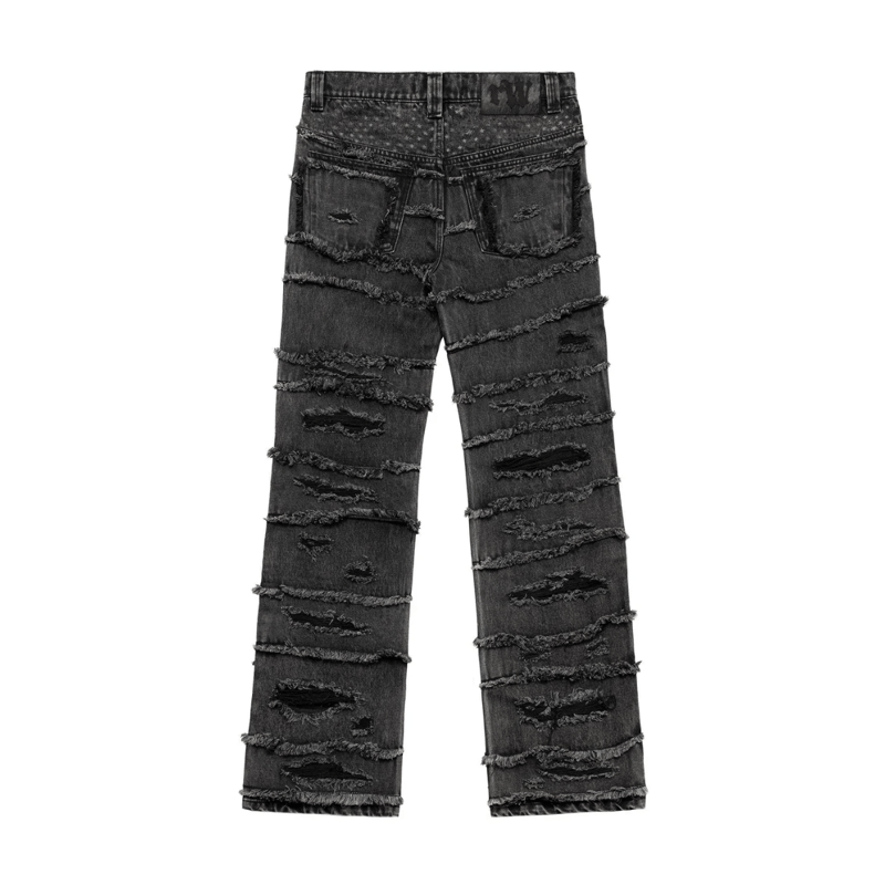 RACER WORLDWIDE / WASHED FLAG JEANS / BLACK | PLUG
