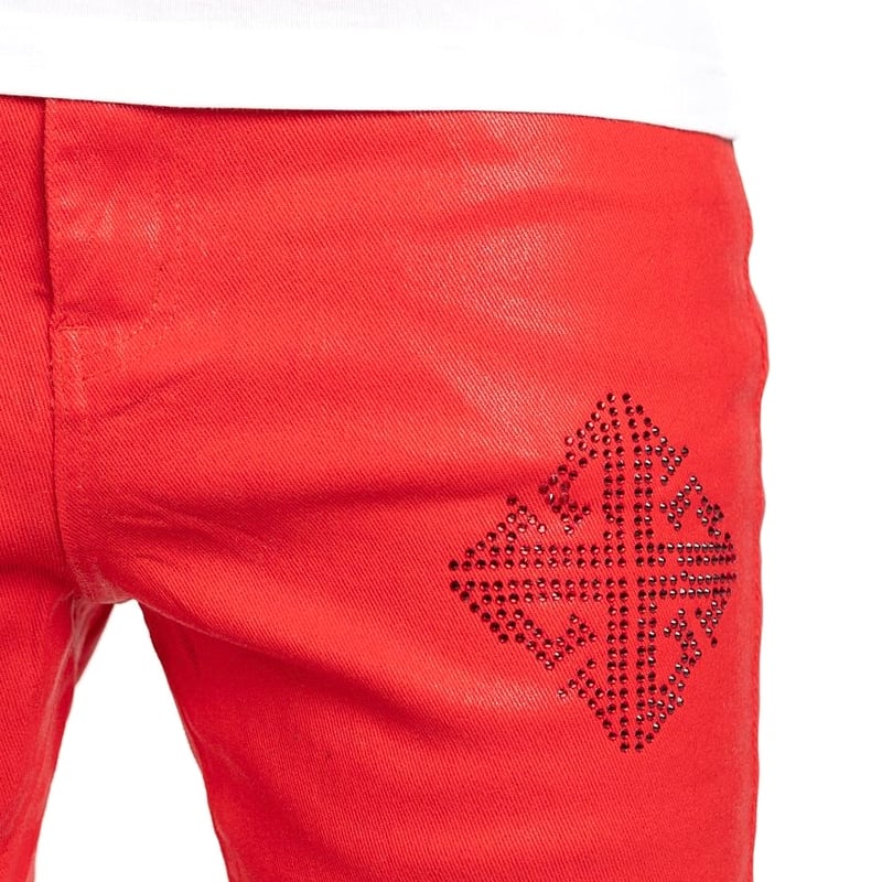 GUAPI / CRIMSON RED ICON EMBELLISHED DENIM | PLUG