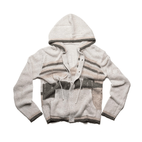 RACER WORLDWIDE / DISTRESSEED KNIT HOODIE / BEIGE