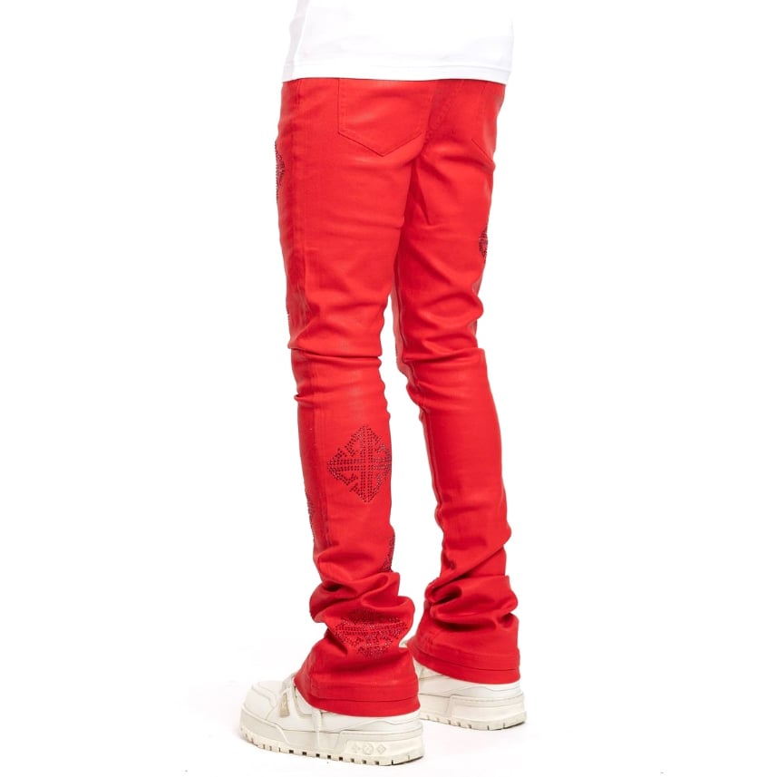 GUAPI Red Icon Flared デニムパンツ GUAPI / CRIMSON RED ICON EMBELLISHED DENIM | PLUG