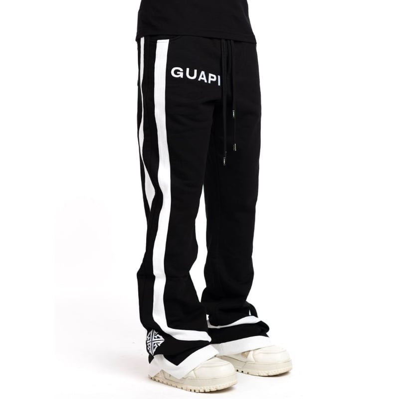 guapi スウェットパンツ フレア GUAPI グアピ スウェットパンツ Obsidian Black Embellished
