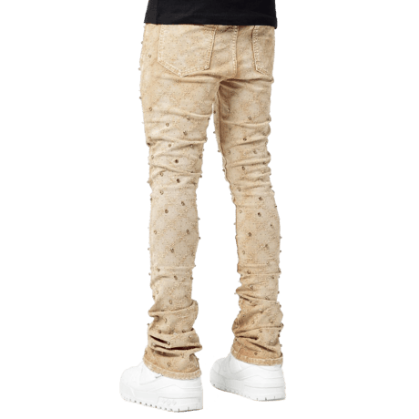 【ラスト1点】GUAPI / VINTAGE KHAKI EMBELLISHED DENIM