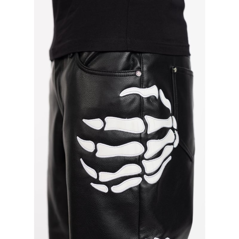 GUAPI Cream Hell Dragger Leather Pants