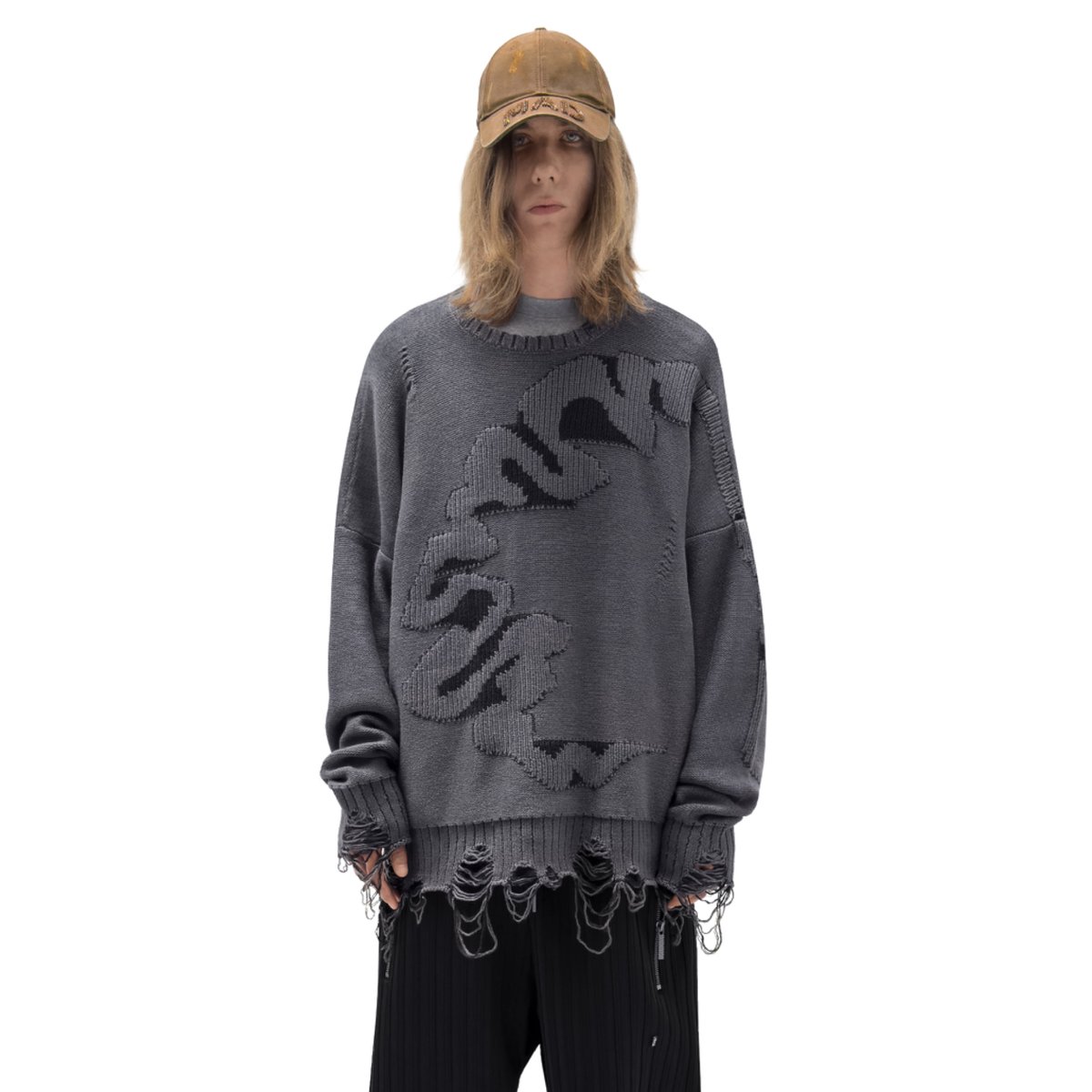 MADFRENZY / CORTEX GRUNGE SWEATER / BLACK | PLUG