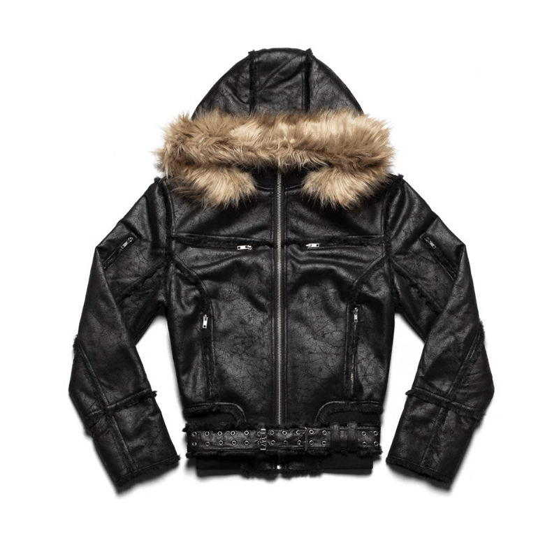 racer worldwideファー付き黒レザージャケット racer worldwideファー付き黒レザージャケット