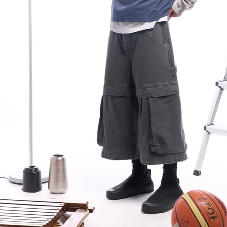 【ラスト1点】side service / LAYERED POCKET SHORTS / CHARCOAL