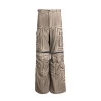 【ラスト1点】DND4des / DISTRESSED DRAWSTRING ADJUSTABLE ZIPPER CARGO PANTS / SAND